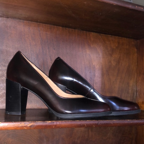 Clark Artisan•Oxblood Leather Chunky Heels - Picture 3 of 6